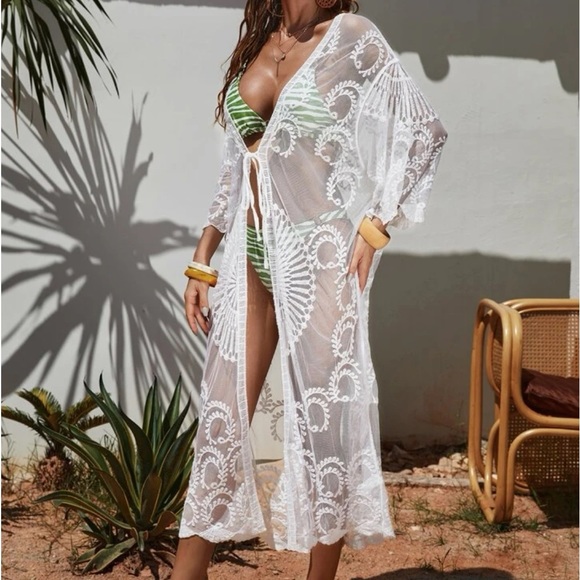 Other - Bohemian Lace Kimono Cardigan Swimsuit Coverup